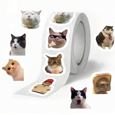 500PCS Cat Meme Stickers Roll 10 Styles Funny 0.9 inches, Multicolor picture