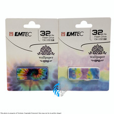 2 PACK Emtec 32GB Slide Flash Drive - USB 2.0 - Wallpaper (ECMMD32GM700WPTD2)™ picture