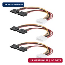 3 Pack 4 Pin Molex to Dual SATA Power Y-Cable Adapter, 4 Pin Male IDE Molex to 1 picture