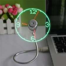LED Clock Fan Mini USB Powered Cooling Flashing Real Time Display Function picture