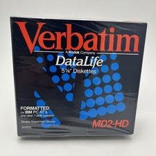 Vintage Verbatim DataLife MD2-HD 5.25 Floppy Diskettes 10 Pack Sealed NOS picture
