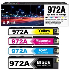 972A Ink Cartridge (4-Pack, Black/Cyan/Magenta/Yellow) Compatible for HP picture
