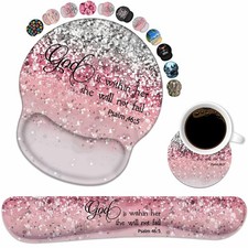 Keyboard Wrist Rest and Mouse Medium, Glitter Quote Bible Verses Psalm 46:5 picture