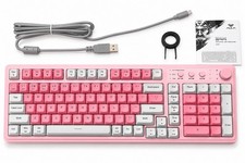 AULA S99 Tri-Mode Wireless Gaming Keyboard Multi-Function Knob White Pink picture