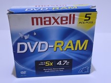 Maxell DVD-RAM Data-Video Disc Rewritable 4.7GB 2 Hours 5 Pack New & Sealed Disc picture