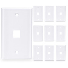 10 Pcs - 1 Port Wall Plate Keystone RJ45 Cat6 Cat5e Insert Jack White WallPlate picture