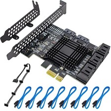 PCIe x1 8-Port SATA III 6Gbps Controller Card HDD SSD Adapter, Low Profile picture