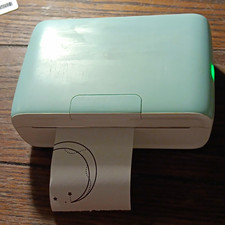Portable Mini Thermal Label Printer Mint Green, Black & White Prints on Paper picture