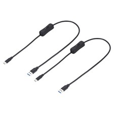 3.2ft USB 3.0 Extension Cable with Switch, 2Pcs USB A Male to Type C Male, Black picture