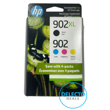 GENUINE 4-PACK HP 902XL BLACK & 902 COLOR C/M/Y INK OFFICEJET SEALED BOX picture