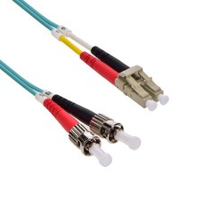 5M/16ft LC to ST Multimode OM3 Fiber Optic Cable 50/125 Duplex Aqua OFNR picture