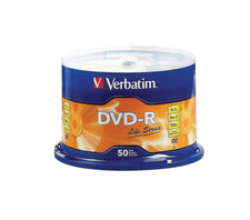 50 VERBATIM Blank DVD-R DVDR 16X 4.7GB Recordable Logo Branded Media Disc 97176 picture