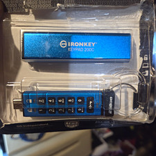 Kingston IronKey Keypad 200C 256GB USB-C Encrypted Flash Drive Blue/Black picture