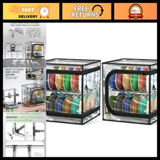 3D Printer Filament Storage Box - 2 Tier Organizer for 48 Rolls, Clear Cover, Wo picture