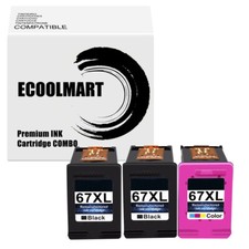 Remanufactured 3PK Ink replace for HP 67XL DeskJet Plus 4152 4158 ENVY picture