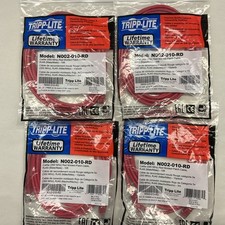 LOT OF 4 Tripp Lite Cat5e Red Molded Patch Cable RJ45 10 ft 3m N002-010-RD picture