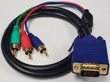 PTC Premium VGA to 3-RCA RGB Component Video Cable For TV Monitor Projector 3 ft picture