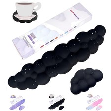 LJYZMD Cloud Keyboard Mouse Wrist Rest Set, Cute Coaster Included, Black Star De picture
