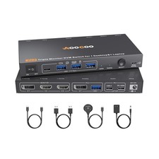 USB C DP KVM Switch 2 Computers 3 Monitors,4K/1080P@60Hz MST KVM Switch for 1... picture