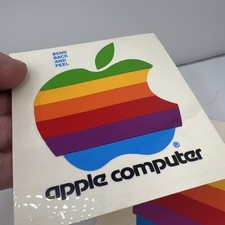 4”Vintage Original 1980s APPLE MACINTOSH Computer Rainbow Logo Sticker Decal picture