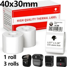 1/3Roll 40x30mm Sticker Label Self-Adhesive Thermal Paper for Phomemo M110 M220 picture
