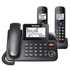 Cordless Phone 2 Handsets Link2Cell Landline Panasonic KX-TGF852B Home picture