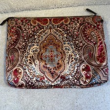 Designer Paisley Print Laptop Sleeve Bag Pouch Zipper Closure Brown Red Blue picture