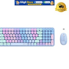 Retro Rainbow Wireless Keyboard and Mouse - Designed for Style & Productivity picture