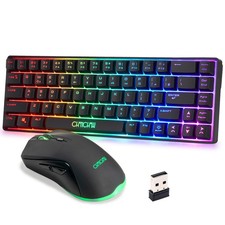 68 Keys 60% Wireless Gaming Keyboard Mouse Combo LED Backlit Rechargeable Black picture