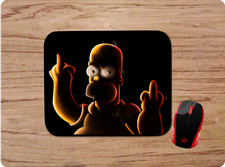 HOMER SIMPSON MIDDLE FINGER OFFENSIVE CUSTOM NON-SLIP NEOPRENE MOUSE PAD picture