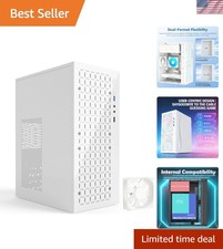 MATX Micro ATX Case, High Airflow Slim PC Case with 80mm Fan-White | Compatib... picture