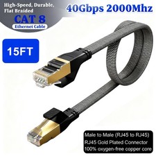 10FT-35FT flat Cat 8 Ethernet Cable Braided 40Gbps 2000Mhz CAT8 Network Cables picture