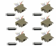 6 Pack DB25 Male to RJ45 Network 8P8C Adapter Converter Gold Connector RS232 picture
