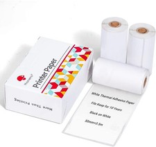 Phomemo 3 Rolls Adhesive Thermal Paper Sticker Paper Printer Paper 50mm 10 Years picture