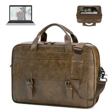 Messenger Bag for Men 16 Inch Laptop Bag Vintage Leather Waterproof Laptop Br... picture