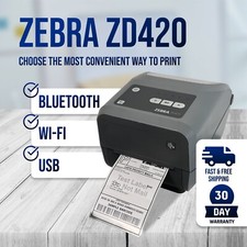 Zebra ZD420 (GK420D Replaces) Direct Thermal Transfer Barcode Printer BT WiFi picture