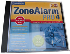 ZoneAlarm Pro 4 Firewall Zone Labs Broderbund PC CD ROM Windows XP 98SE 2000 picture