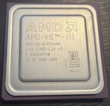 AMD K6-III 450AHX 2.4V CORE/ 3.3V 450MHz Super Socket 7 CPU Vintage Rare 1998 picture