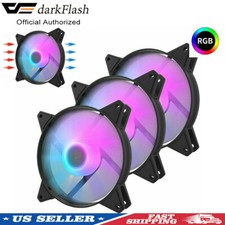 3Pack Black Frame 120mm RGB LED PC Computer Case Cooling Fan Quiet Colorful picture