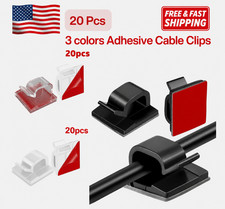 20Pcs  Adhesive Cable Clips Wire Management Cord Organizer Holder Clamp Clear picture