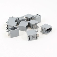 10 Pcs Unshielded RJ9 4P4C Network Modular PCB Connector Jacks Gray picture