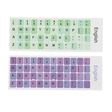 2Pcs PVC English Keyboard Replacement Letter Stickers, Colorful Background and picture