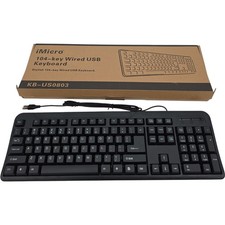 iMicro KB-US0803 104-Key Wired USB Keyboard Black Standard Full Size Plug & Play picture