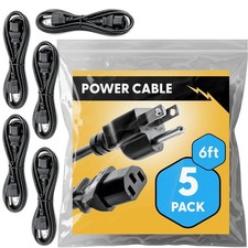 UL Approved 6ft Universal Power Cord (5 Pack) - IEC C13 to NEMA 5-15P Compute... picture