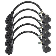 CableCreation 5-Pack 1 Foot 16 AWG Angle Power Cord Extension picture