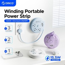 Multi-functional Power Strip Surge Protector 3 Outlets 4/5/10Ft Extension Cord picture