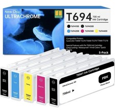 T694 5-Pack Ultra Chrome Ink Cartridge 700ml New Chip T6941 T3000.. T5000.. picture