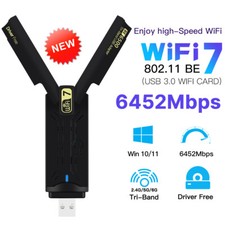 WiFi 7 USB3.0 Network Adapter BE6500 High Speed WiFi Card for Desktop Plug&Play picture