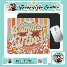 Mouse Pad Retro Summer Vibes Flower Stripes Anti Slip Back Easy Clean Sublimated picture
