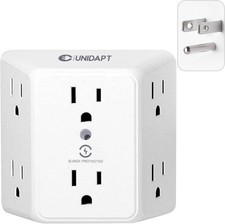 Unidapt 6 Outlet Wall Plug Extender, Surge Protector Power Strip, 1-Pack picture